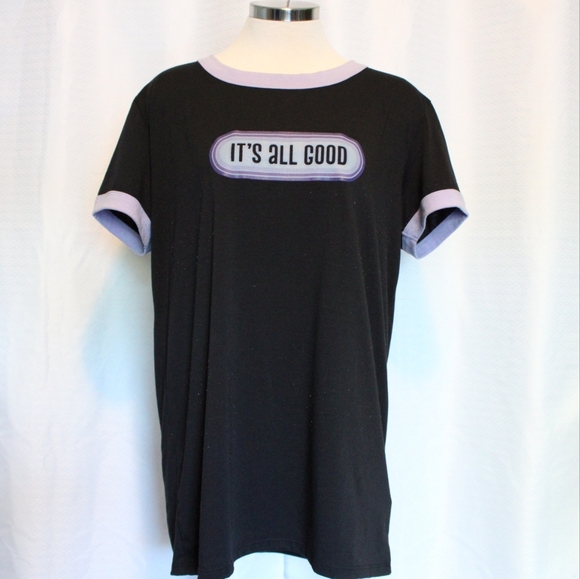 LuLaRoe Tops - 'It's All Good' Black/Purple Tee (L)